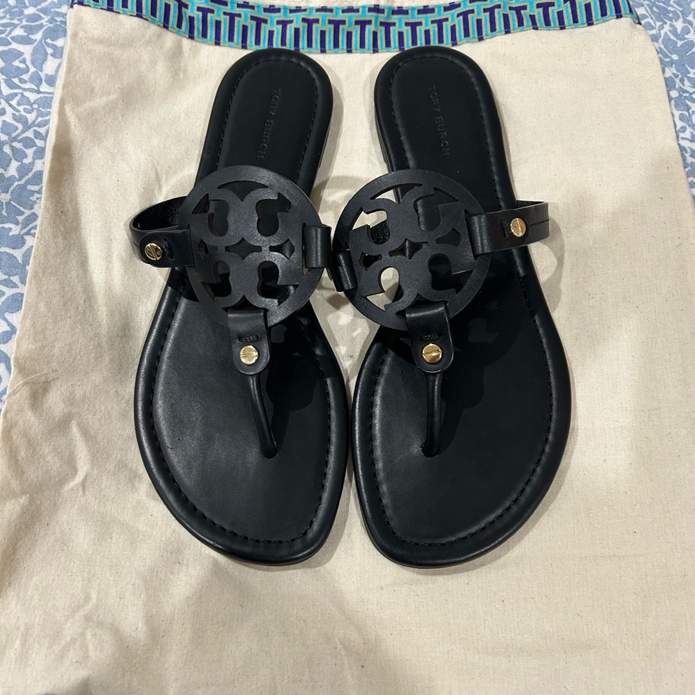 Tory Burch Black Leather Sandals